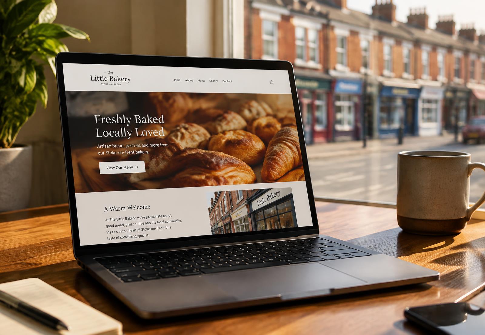 The Little Bakery shown on a laptop